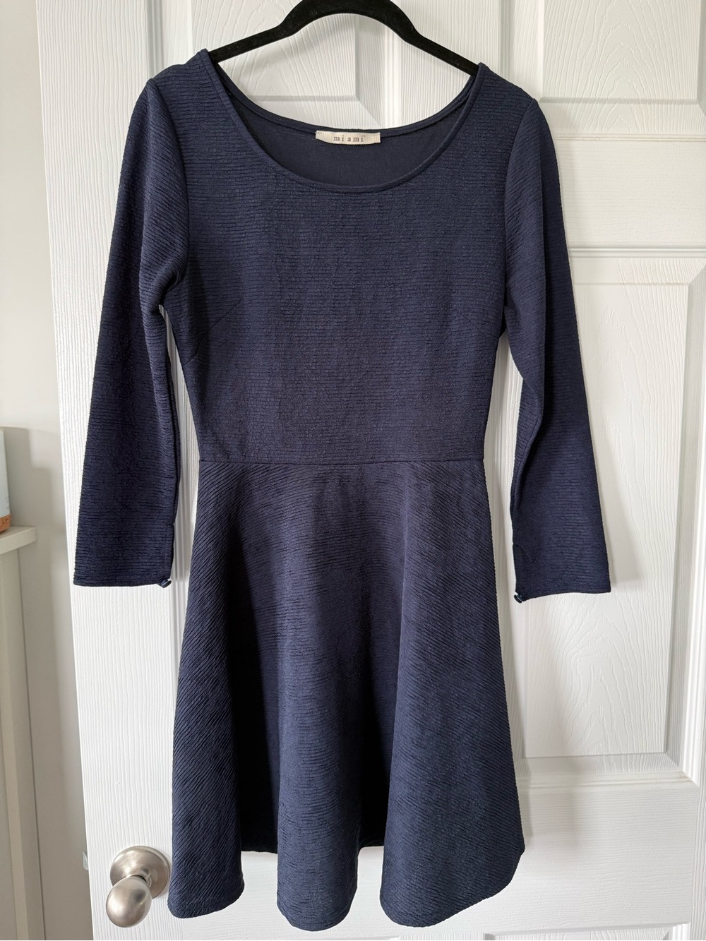 miami Navy Scoop Neck Fit-and-Flare Dress